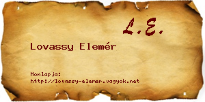 Lovassy Elemér névjegykártya